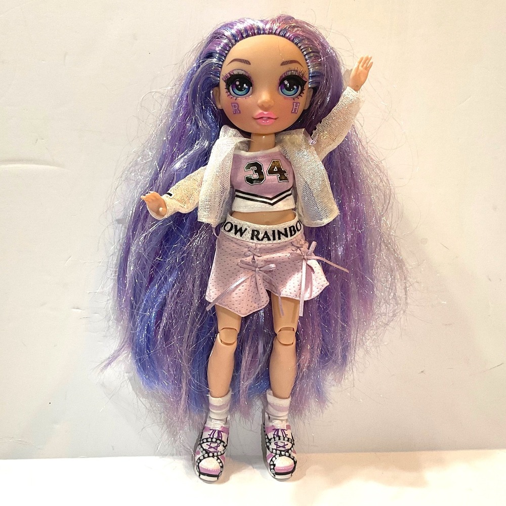 Rainbow High Violet Willow Purple Hair Fashion Doll Cheer Outfit 11 inch